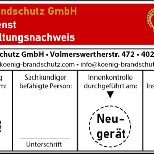 Instandhaltungsnachweis mit Plakette für Gewerbe, Gültigkeit 2 Jahre